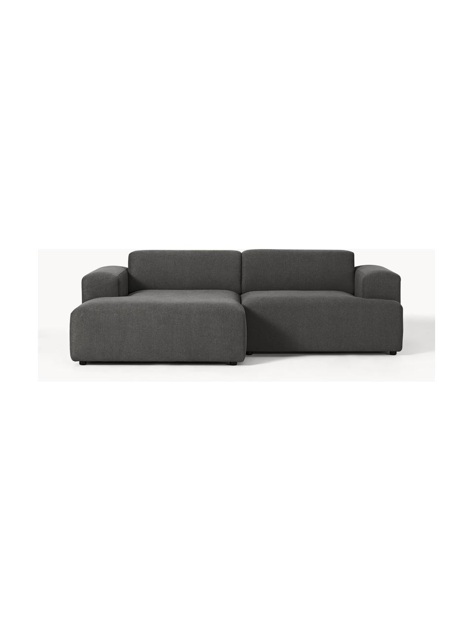 Ecksofa Melva (3-Sitzer), Bezug: 100 % Polyester Der strap, Gestell: Massives Kiefern- und Fic, Füße: Kunststoff Dieses Produkt, Webstoff Anthrazit, B 238 x T 143 cm, Eckteil links