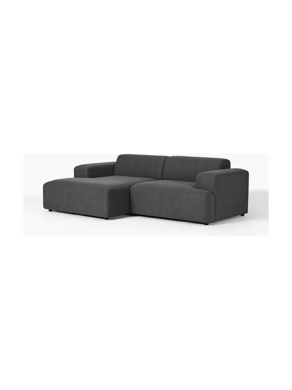 Ecksofa Melva (3-Sitzer), Bezug: 100 % Polyester Der strap, Gestell: Massives Kiefern- und Fic, Füße: Kunststoff Dieses Produkt, Webstoff Anthrazit, B 238 x T 143 cm, Eckteil links