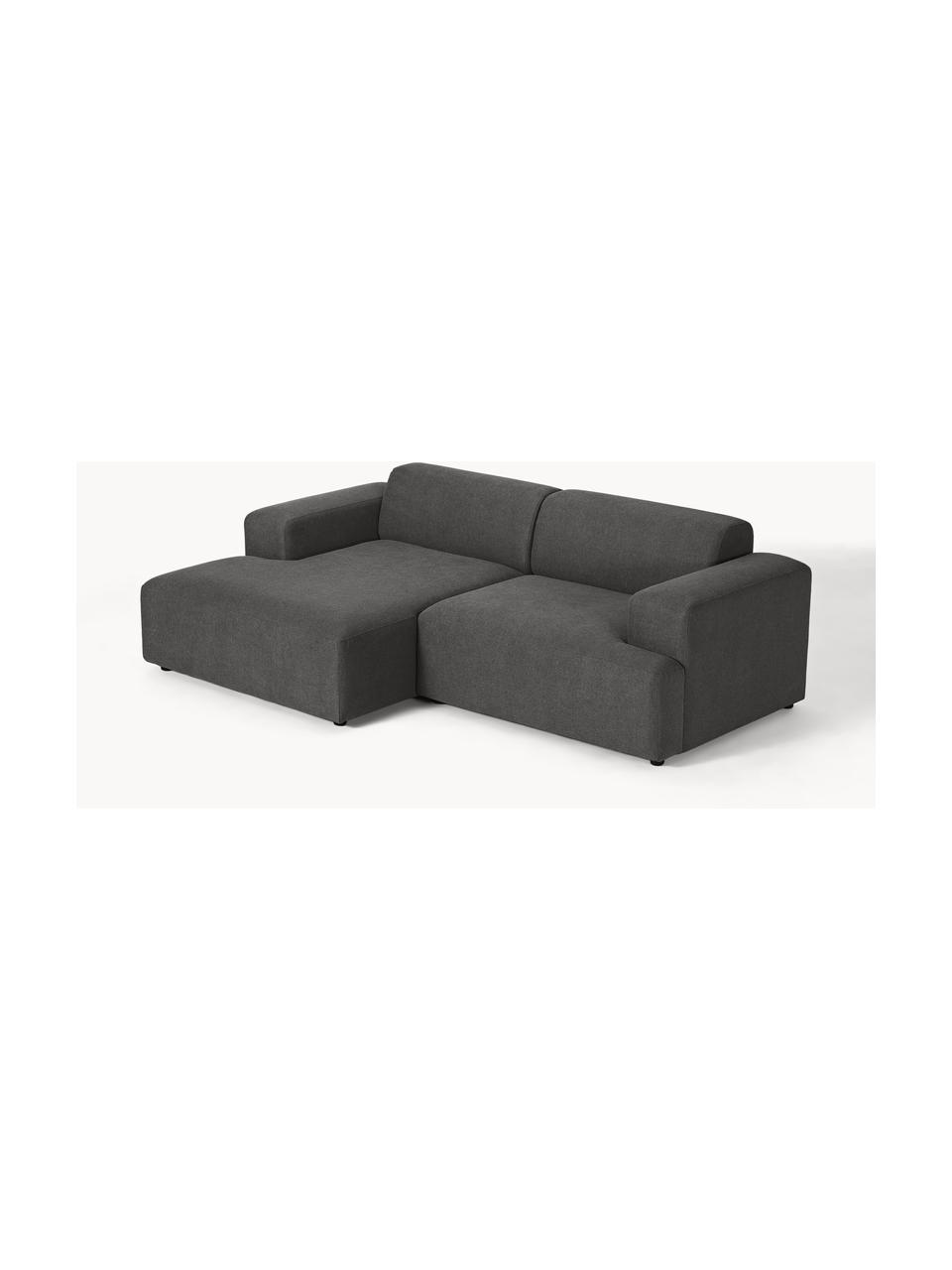 Ecksofa Melva (3-Sitzer), Bezug: 100 % Polyester Der strap, Gestell: Massives Kiefern- und Fic, Webstoff Anthrazit, B 238 x T 143 cm, Eckteil links