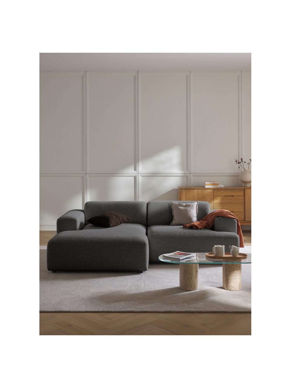 Sofá rinconera Melva (3 plazas), Tapizado: 100% poliéster Alta resis, Estructura: madera de pino y abeto ma, Patas: plástico Este producto es, Tejido gris antracita, An 238 x F 143 cm, chaise longue izquierda