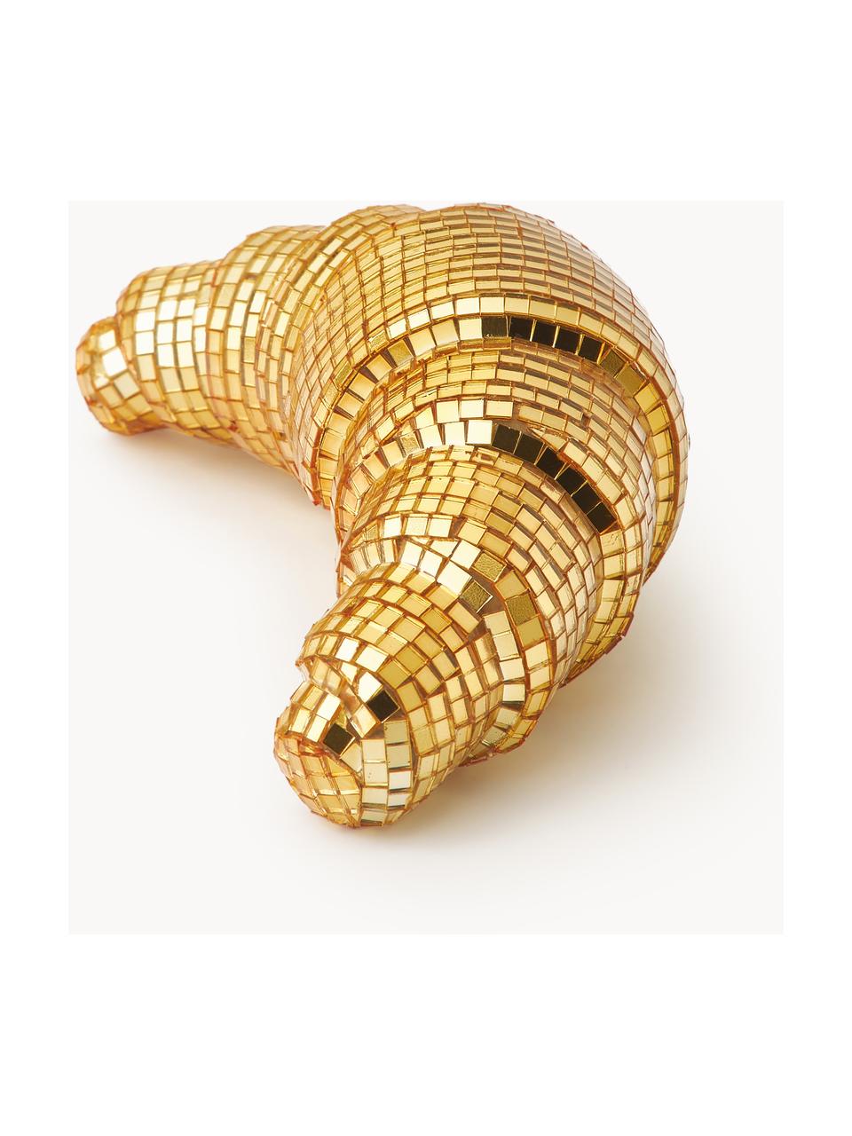 Oggetto decorativo scintillante Disco Croissant, Vetro, resina, Dorato, Lung. 15 x Larg. 8 cm