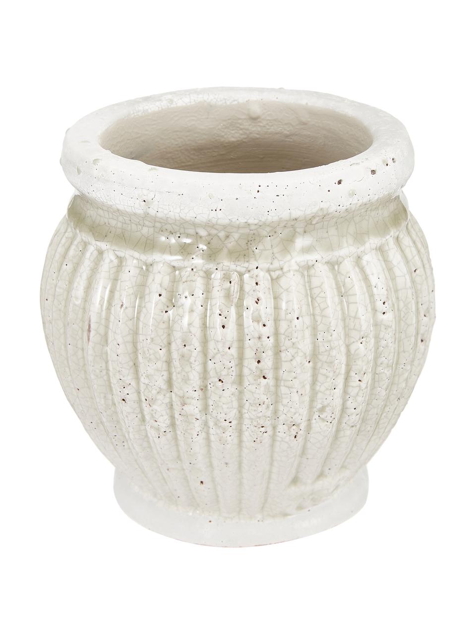 Kleiner Handgefertigter Keramik-Übertopf Catinia in Beige, Keramik, Braun, Ø 14 x H 14 cm