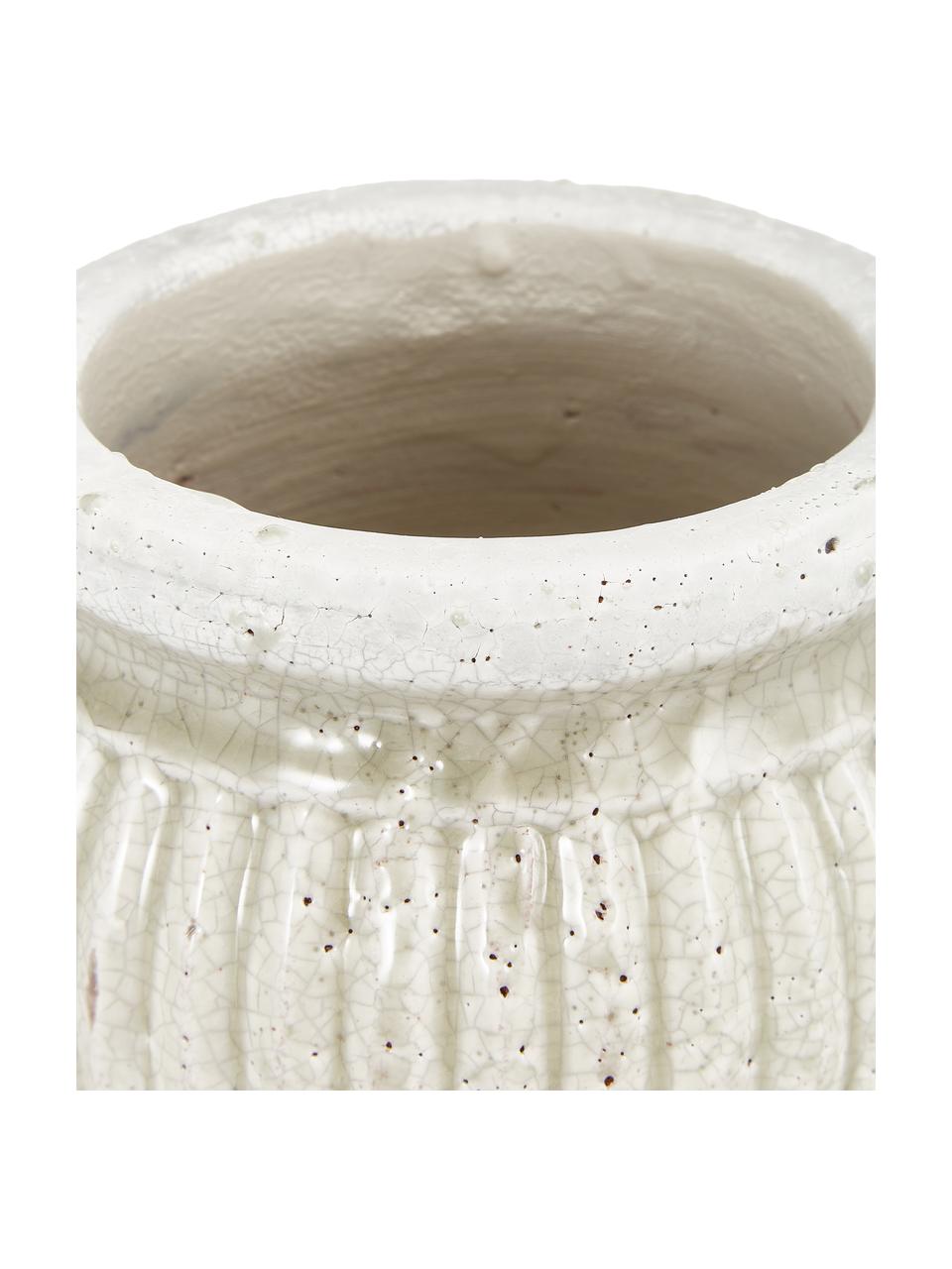 Kleiner Handgefertigter Keramik-Übertopf Catinia in Beige, Keramik, Braun, Ø 14 x H 14 cm