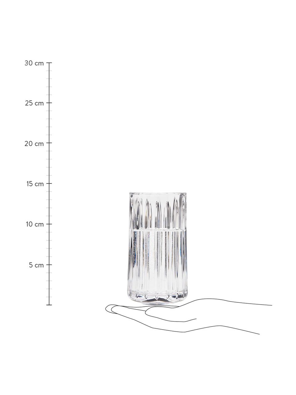 Longdrinkgläser Hudson mit Rillenstruktur, 6 Stück, Glas, Transparent, Ø 8 x H 14 cm, 400 ml