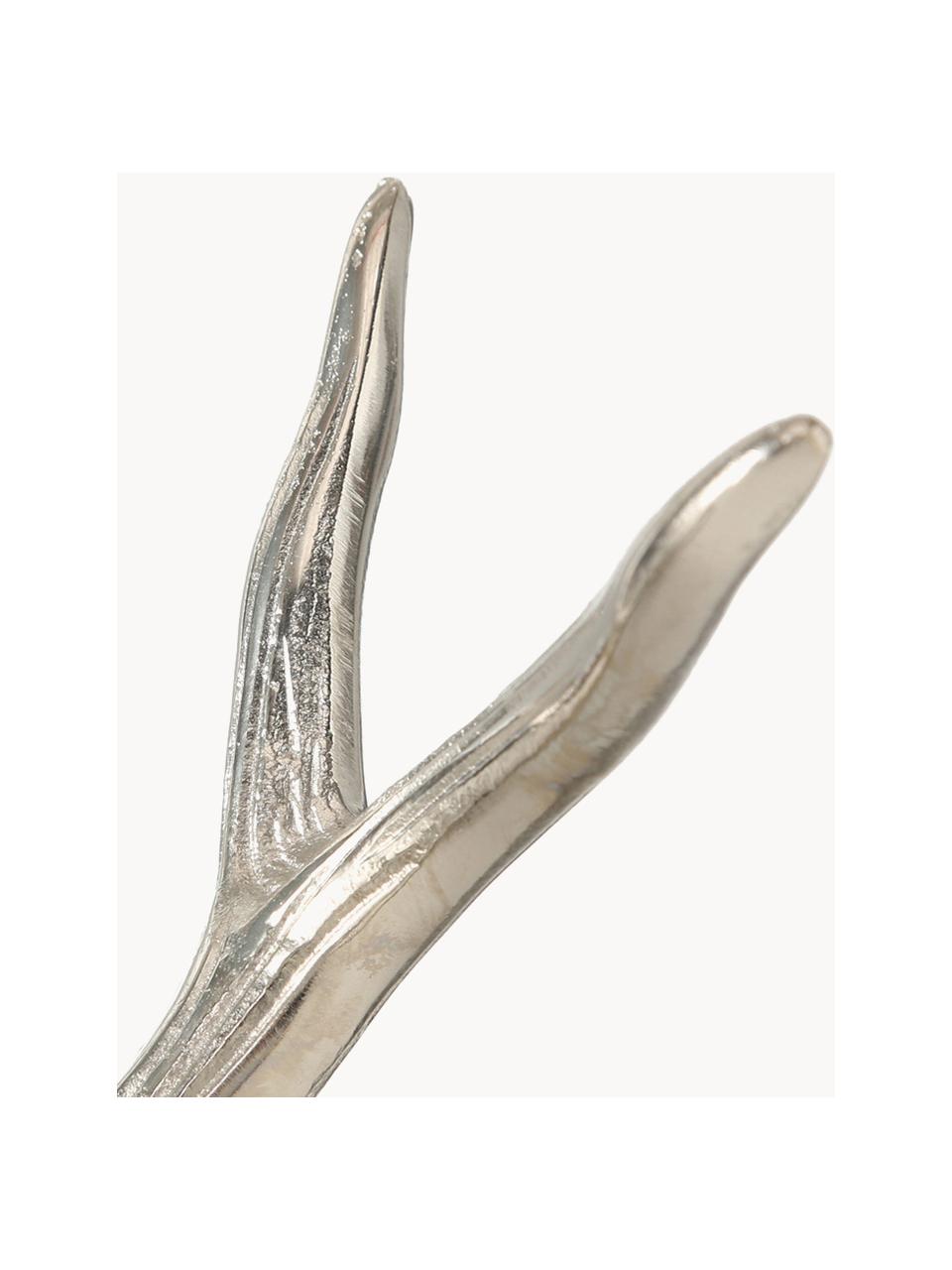 Lantaarn Antlers, Windlicht: aluminium, Transparant, zilverkleurig, B 33 cm x H 25 cm