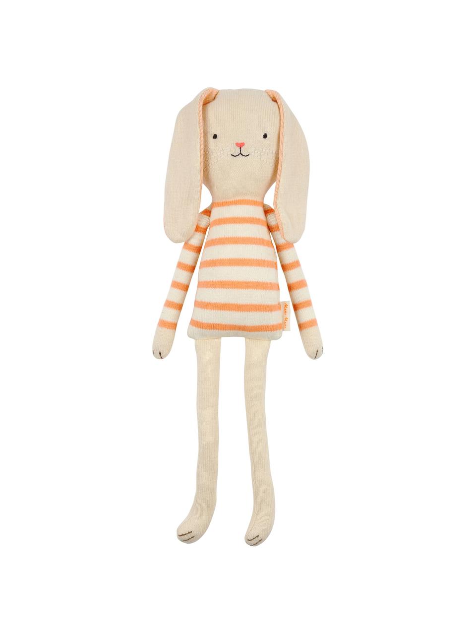 Knuffeldier Bunny van biokatoen, Organisch katoen, Lichtbeige, oranje, 12 x 33 cm