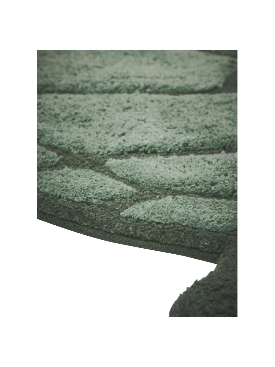 Tappeto bagno verde a forma di tartaruga Lazy, 100% cotone, certificato Oeko-Tex®, Verde, Larg. 75 x Lung. 98 cm