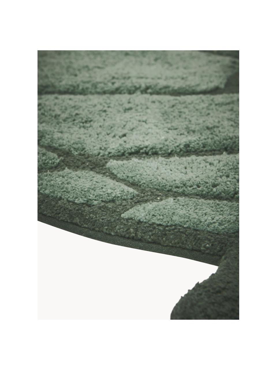 Koupelnový kobereček z organické bavlny ve tvaru želvy Lazy, 100% bavlna, certifikováno Oeko-Tex®, Tmavě zelená, Š 75 cm, D 98 cm