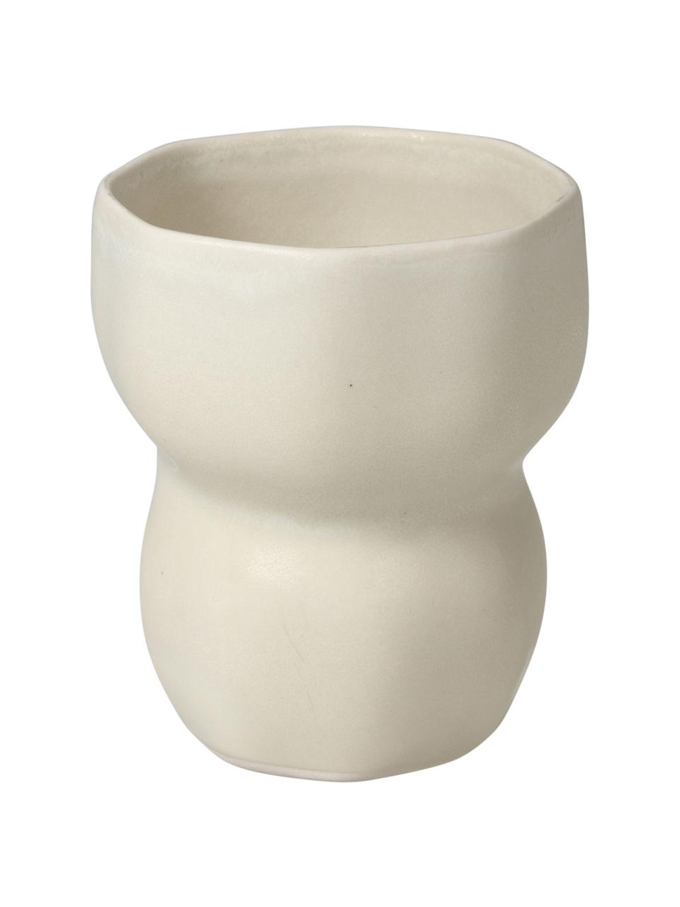 Großer Steingut-Becher Limfjord in organischer Form, 300 ml, Steingut, Beige, Ø 9 x H 11 cm