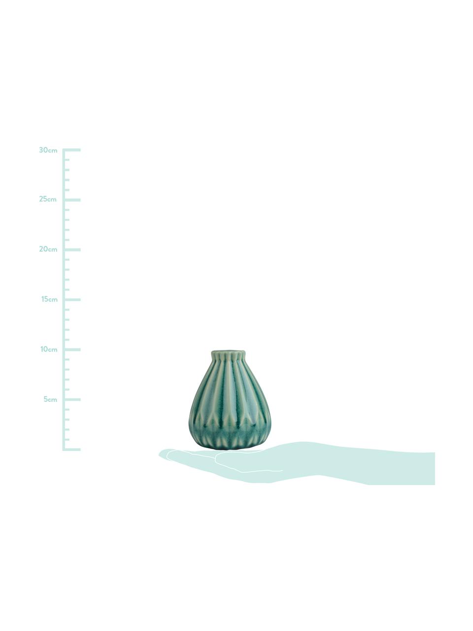 Kleine Vase Blomster aus Steingut, Steingut, Türkis, Ø 9 x H 10 cm