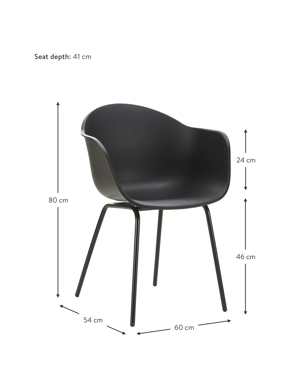 Gartenstuhl Claire, Sitzschale: 65% Kunststoff, 35% Fiber, Beine: Metall, pulverbeschichtet, Schwarz, B 60 x T 54 cm
