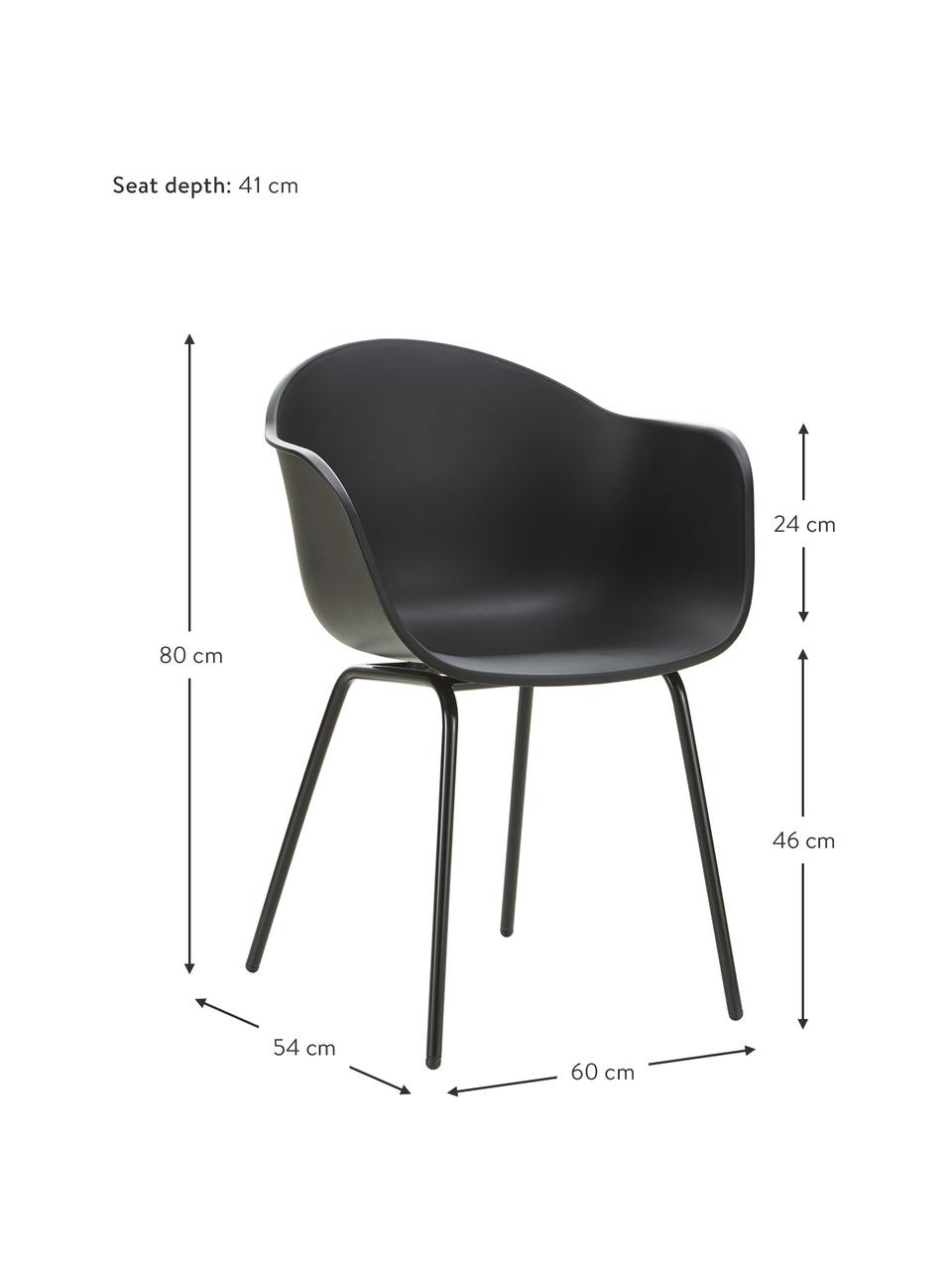 Sedia da giardino Claire, Gambe: metallo verniciato a polv, Nero, Larg. 60 x Prof. 54 cm