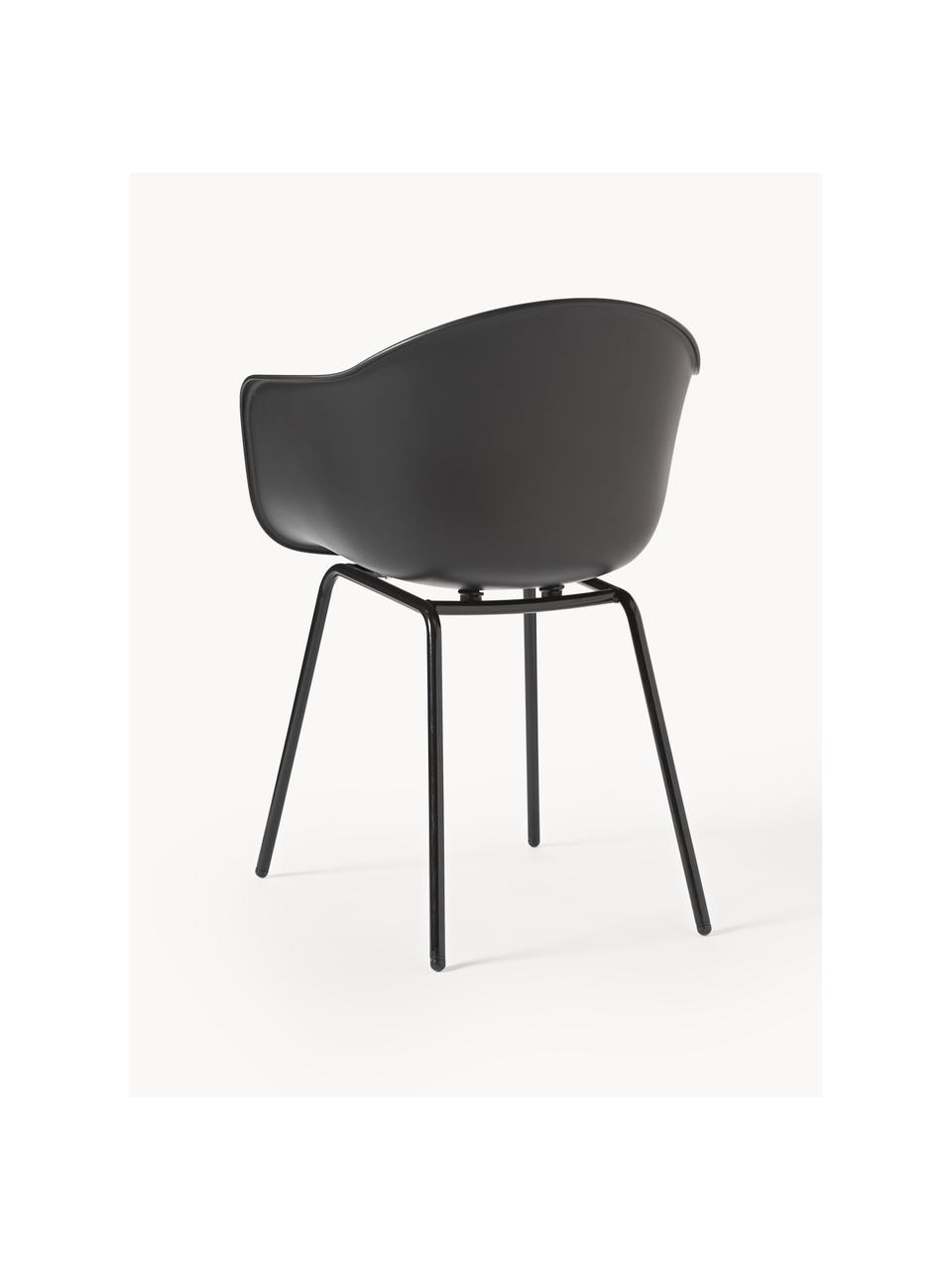 In- & outdoor stoel Claire, Zitvlak: 65% kunststof, 35% glasve, Poten: gepoedercoat metaal, Zwart, B 60 x H 54 cm