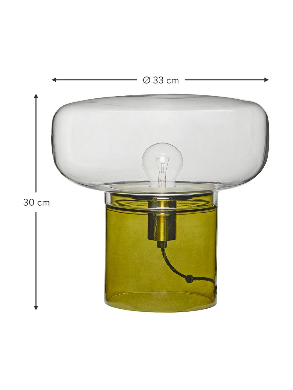 Stolová lampa z farebného skla Crave, Zelená, priehľadná, Ø 33 x V 30 cm