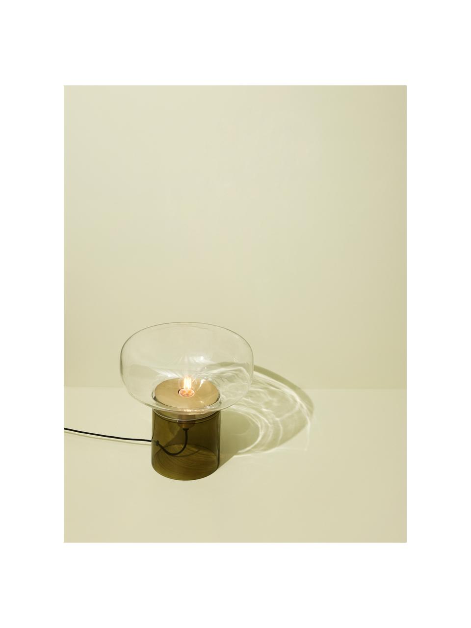 Lámpara de mesa de vidrio Crave, Lámpara: vidrio, Cable: plástico, Verde, transparente, Ø 33 x Al 30 cm
