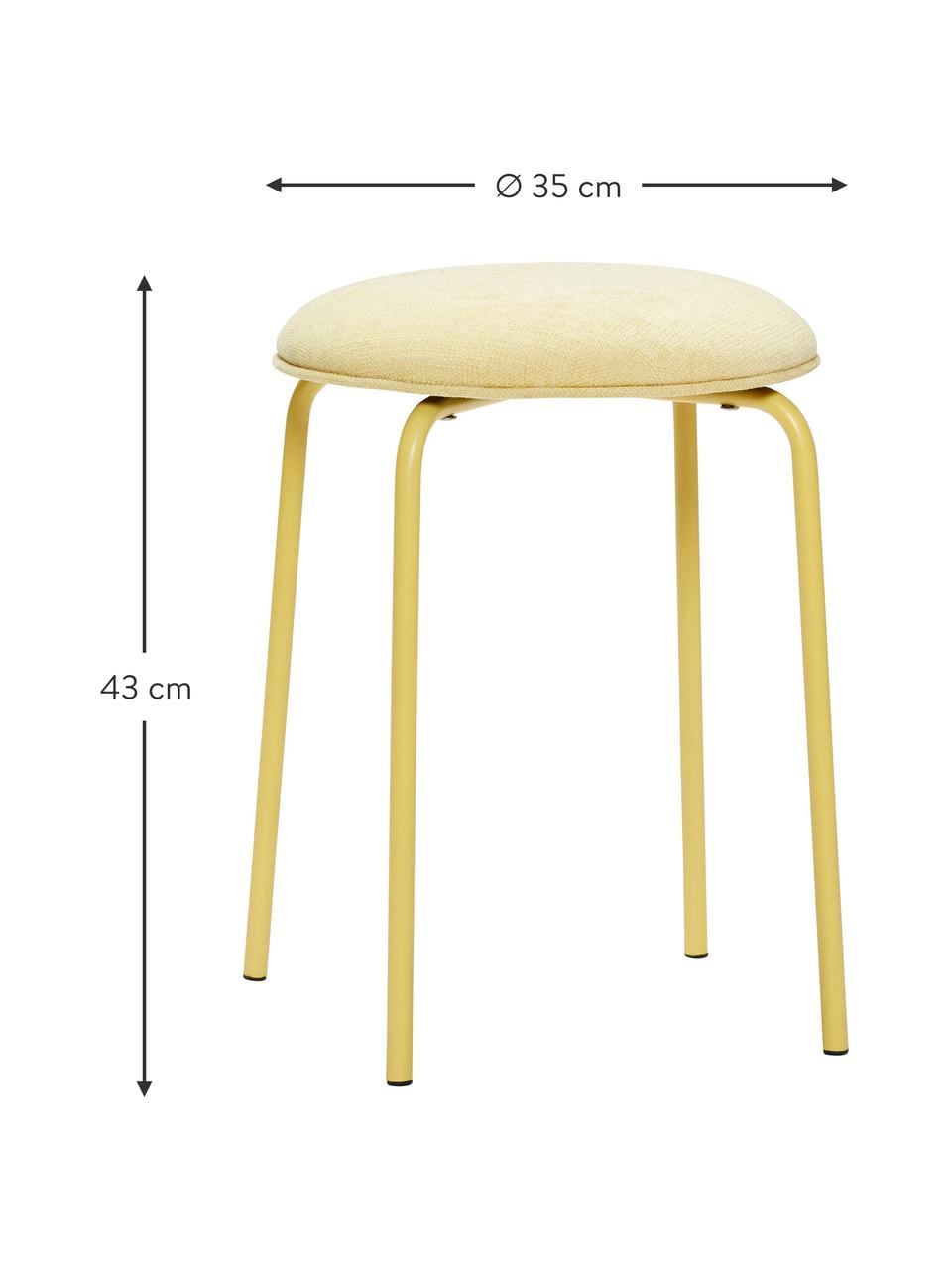 Taburete Stack, Tapizado: 100% poliéster Alta resis, Patas: metal recubierto, Tejido amarillo claro, Ø 35 x Al 43 cm