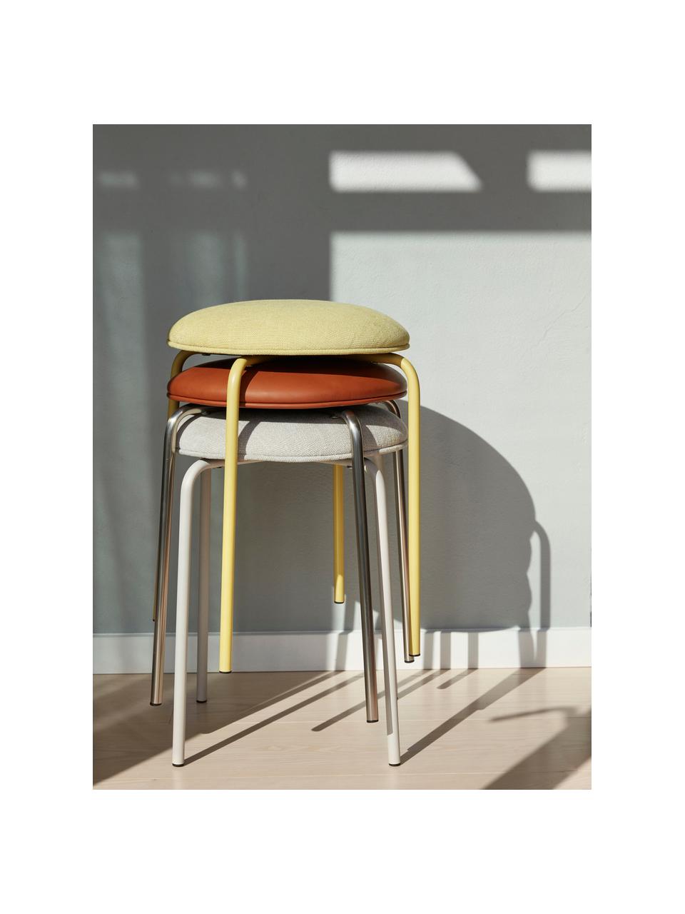 Tabouret Stack, Tissu jaune pâle, Ø 35 x haut. 43 cm