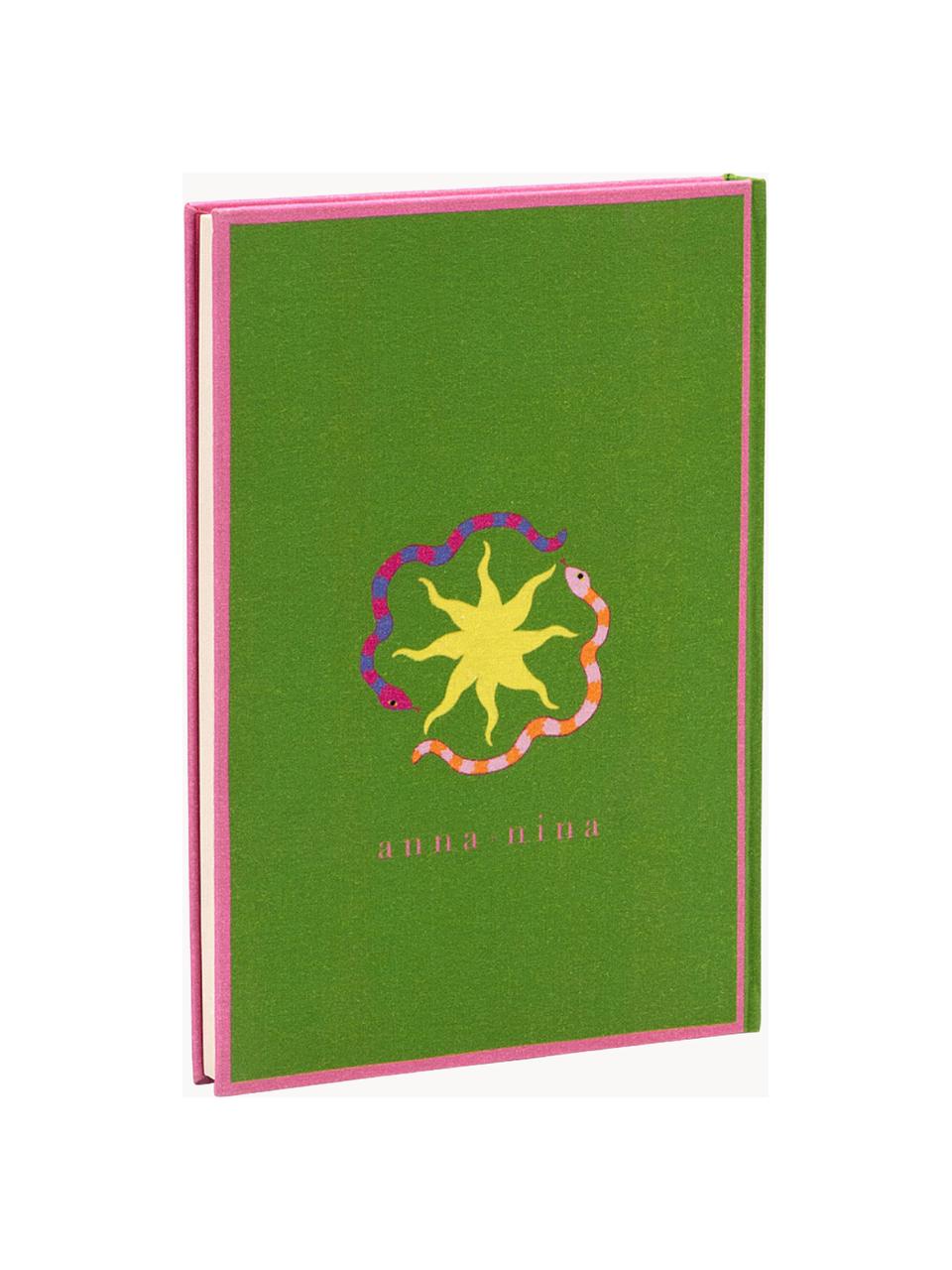 Zápisník Lucid Dreams, Bavlna, papír 80 g/m², barevný papír, karton, Zelená, více barev, Š 16 cm, V 23 cm