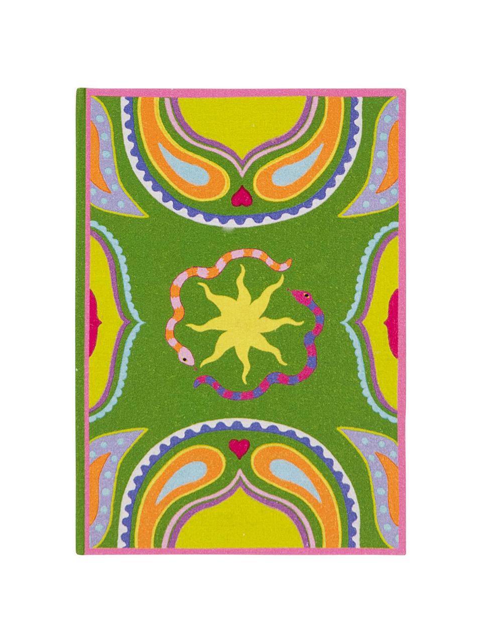 Zápisník Lucid Dreams, Bavlna, papier 80 g/m², farebný papier, kartón, Zelená, viacfarebná, Š 16 x V 23 cm