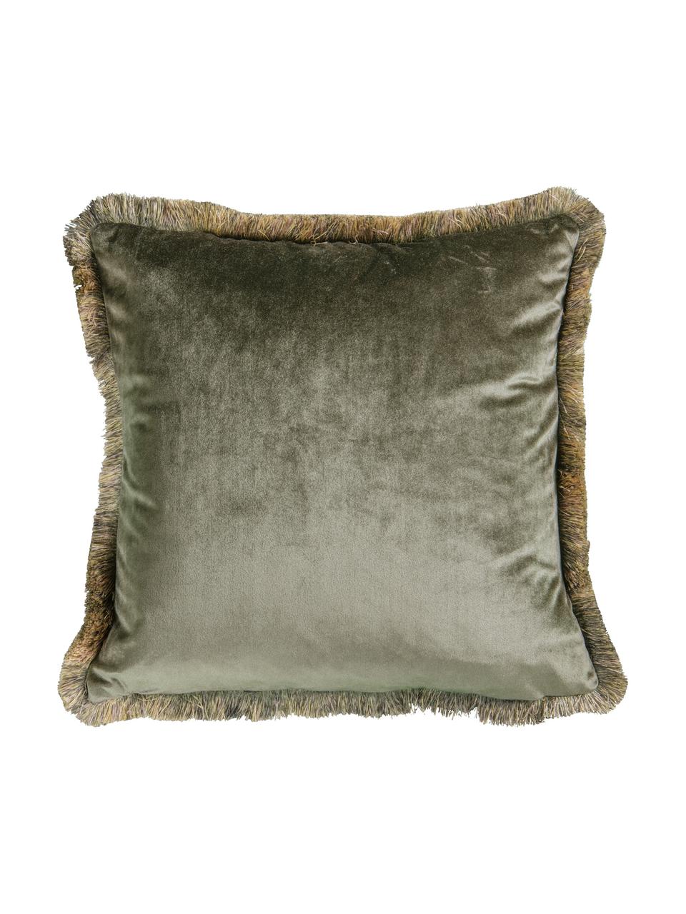 Poduszka z aksamitu z wypełnieniem Ombre, Tapicerka: 100% aksamit poliestrowy, Khaki, S 45 x D 45 cm