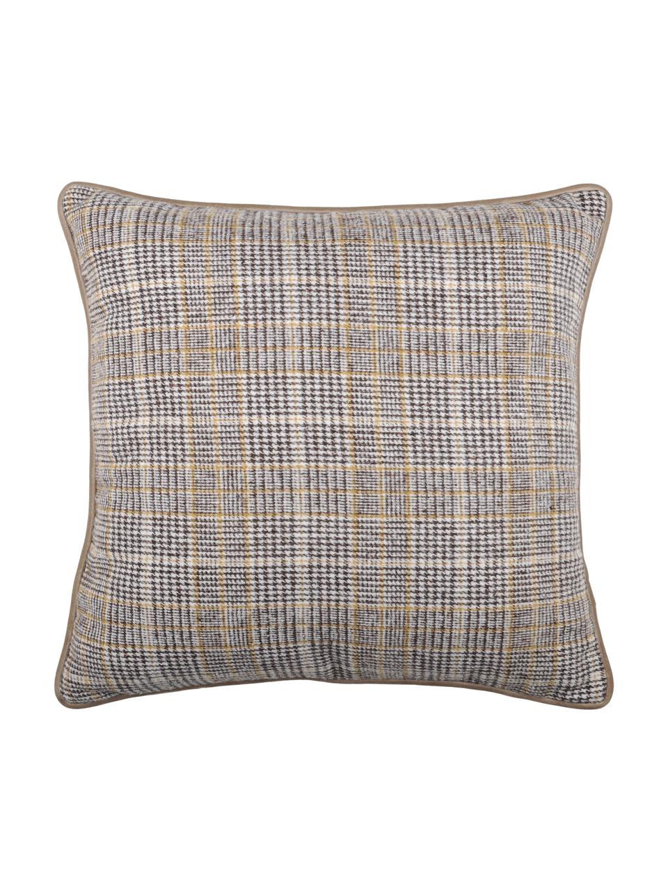 Kissen Arnolda mit Karomuster, mit Inlett, 100% Polyester, Beige, Grau, Weiß, 45 x 45 cm