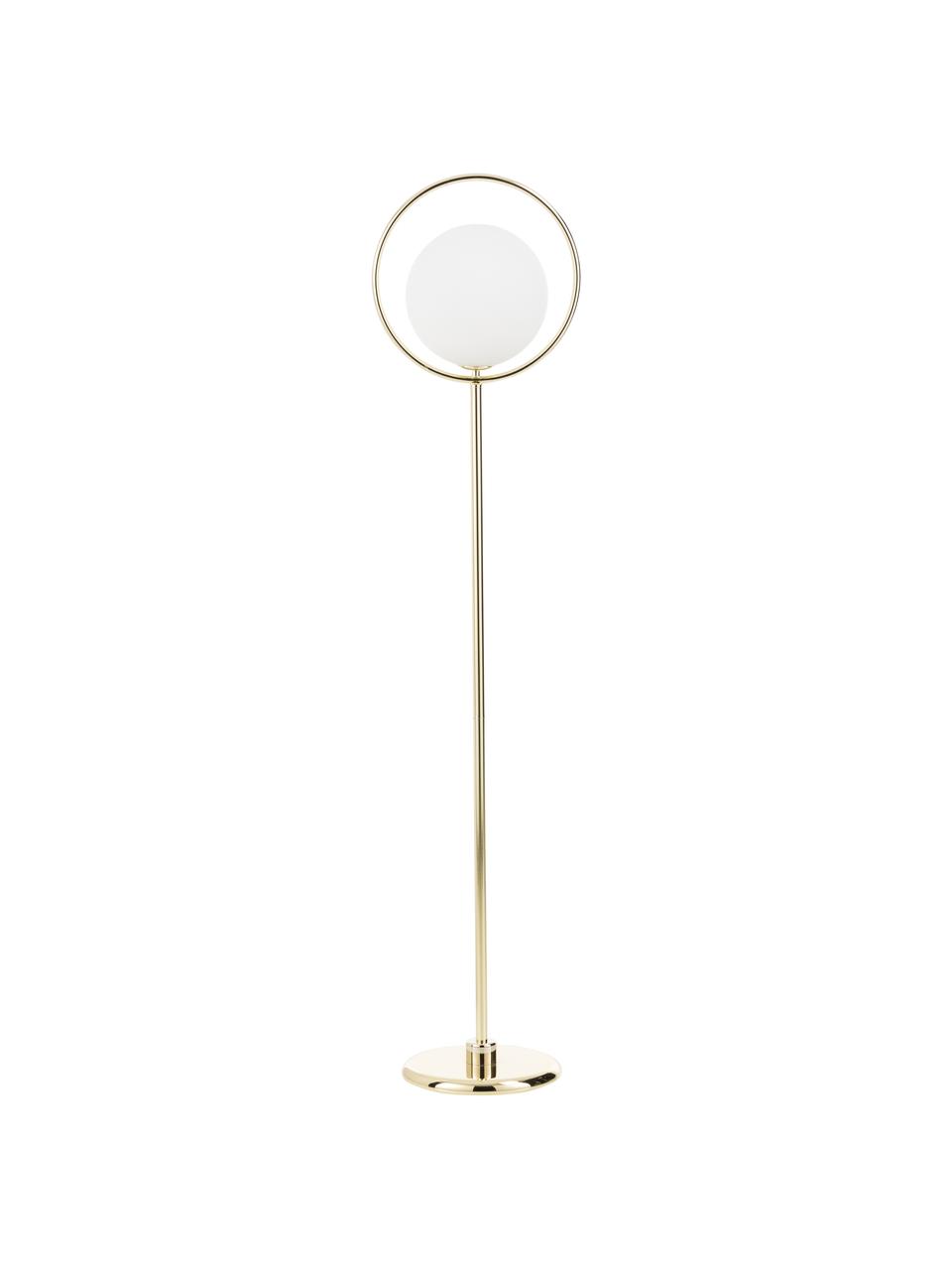 Lampada da terra in oro Saint, Paralume: vetro, Bianco ottonato, Larg. 30 x Alt. 140 cm