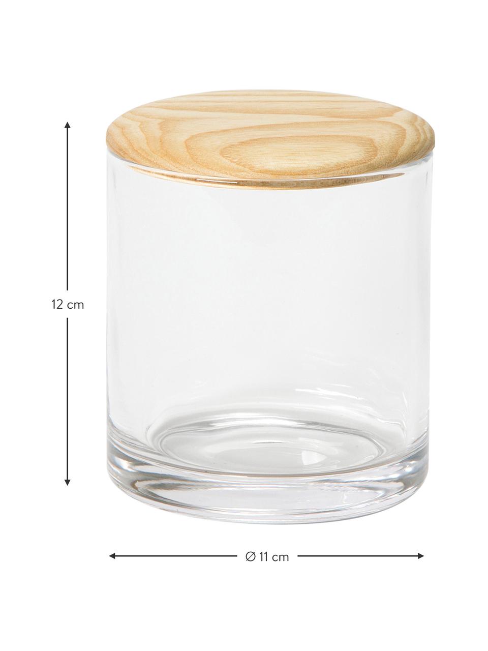 Aufbewahrungsdose Agada, Dose: Glas, Deckel: Eschenholz, Transparent, Ø 11 x H 12 cm