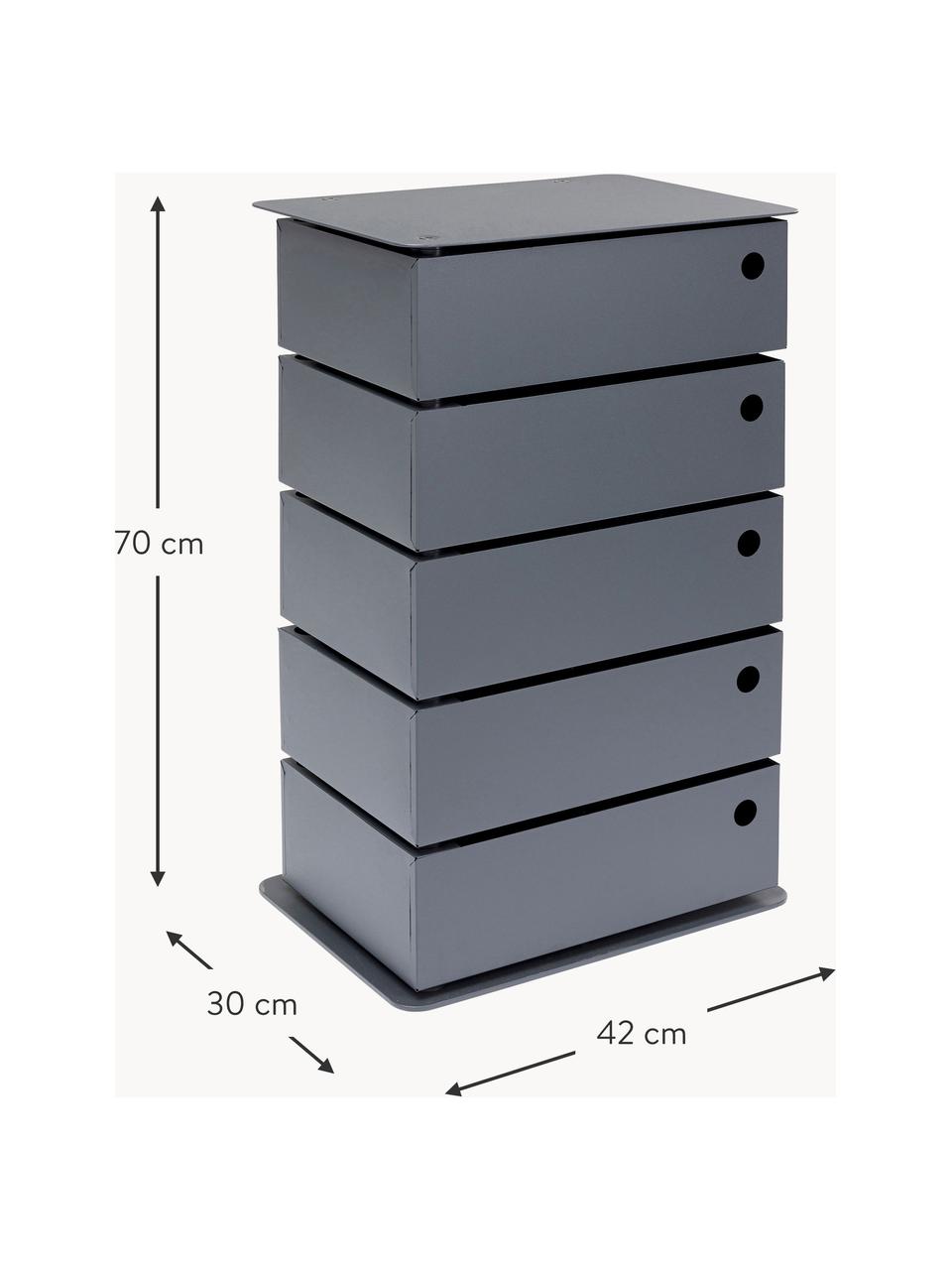 Étagère de bureau Manifattura, Acier, revêtement par poudre, Gris, larg. 42 x haut. 70 cm