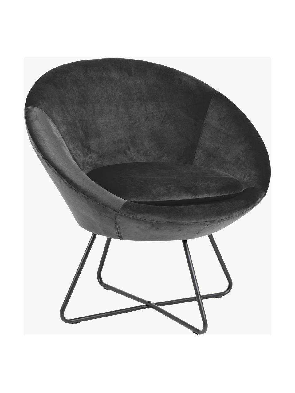 Sillón cóctel de terciopelo Center, Tapizado: terciopelo de poliéster A, Estructura: metal con pintura en polv, Terciopelo gris oscuro, An 82 x F 71 cm