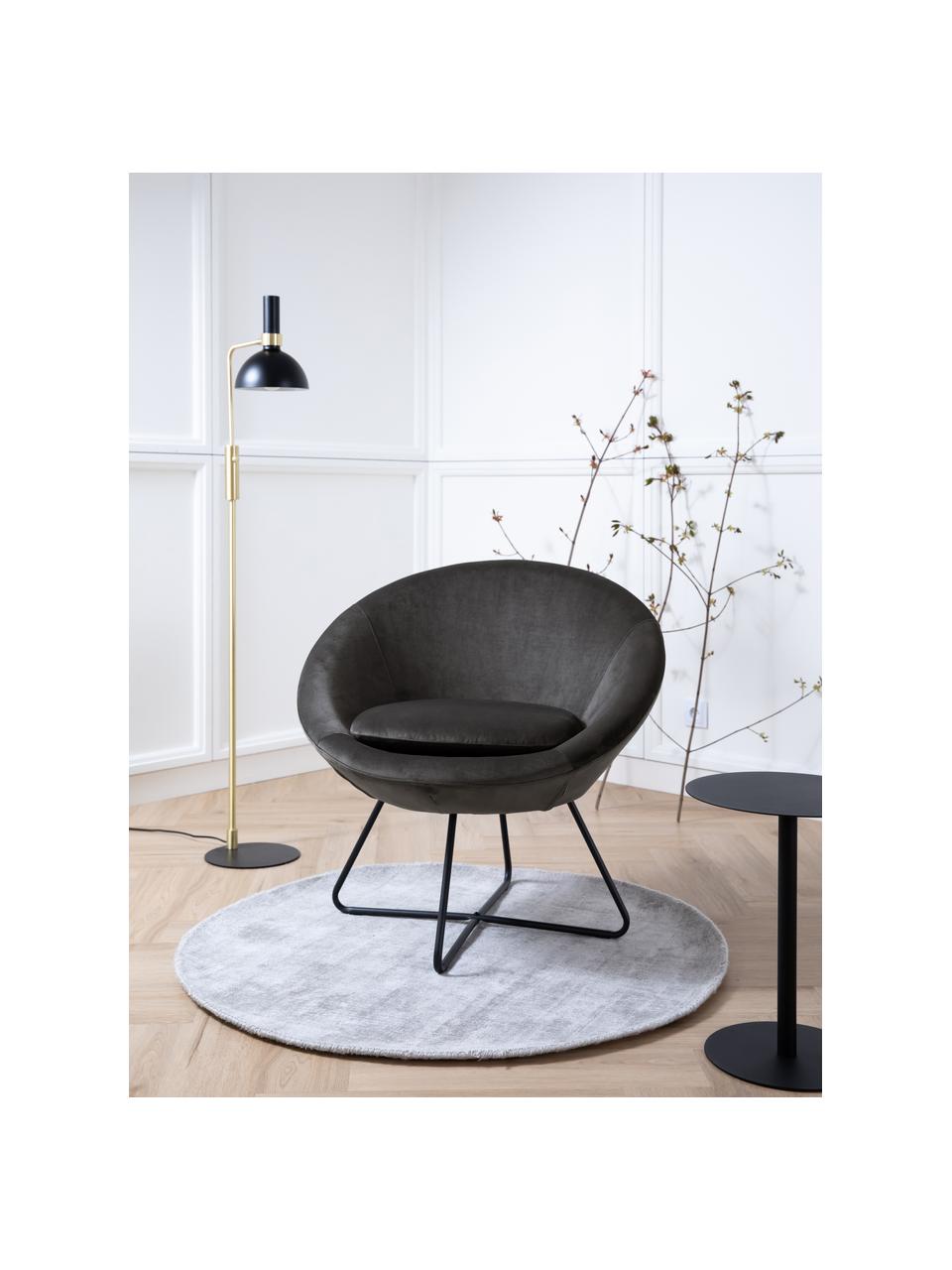 Sillón cóctel de terciopelo Center, Tapizado: terciopelo de poliéster A, Estructura: metal con pintura en polv, Terciopelo gris oscuro, An 82 x F 71 cm