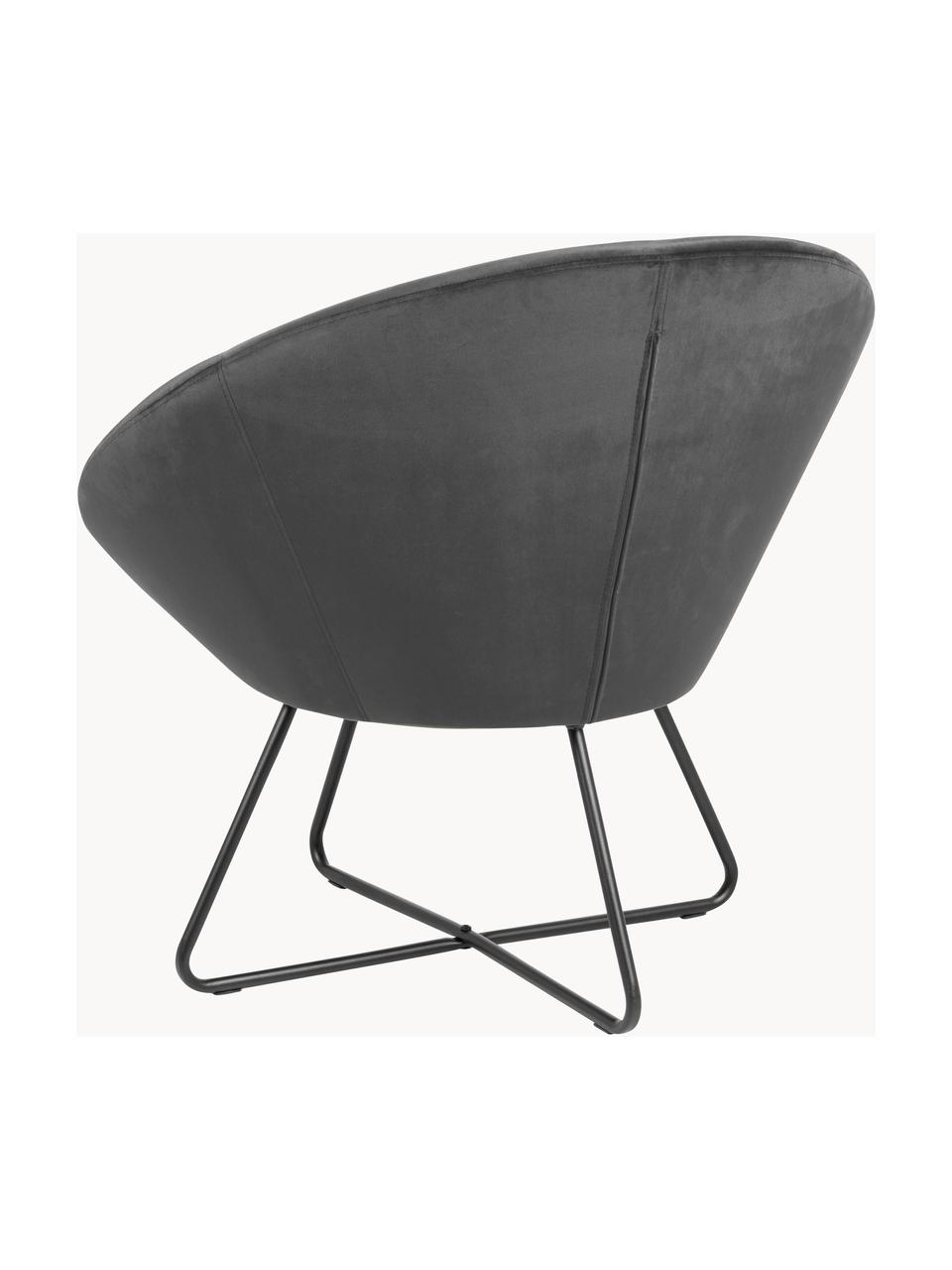 Fauteuil cocktail en velours Center, Velours gris foncé, larg. 82 x prof. 71 cm