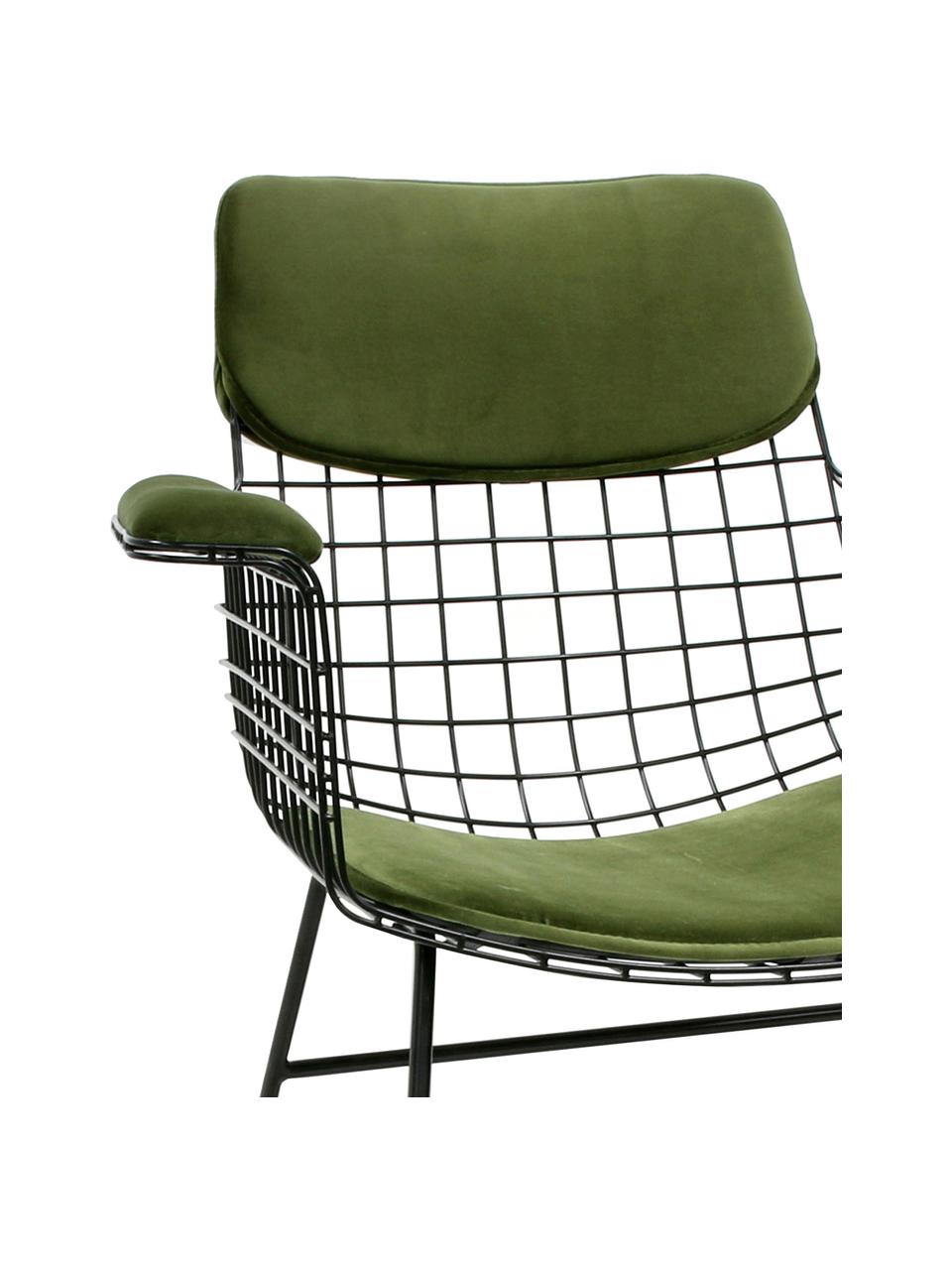 Set de cojines para sillones de terciopelo Wire, 3 pzas., Tapizado: 60% algodón, 40% poliéste, Verde, Set de diferentes tamaños