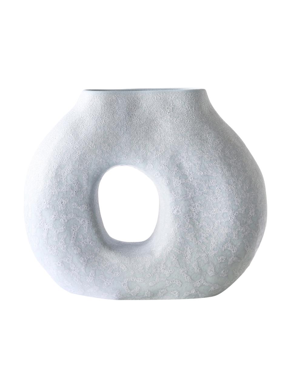 Vase Ice in organischer Form, Steingut, Hellblau, B 24 x H 20 cm