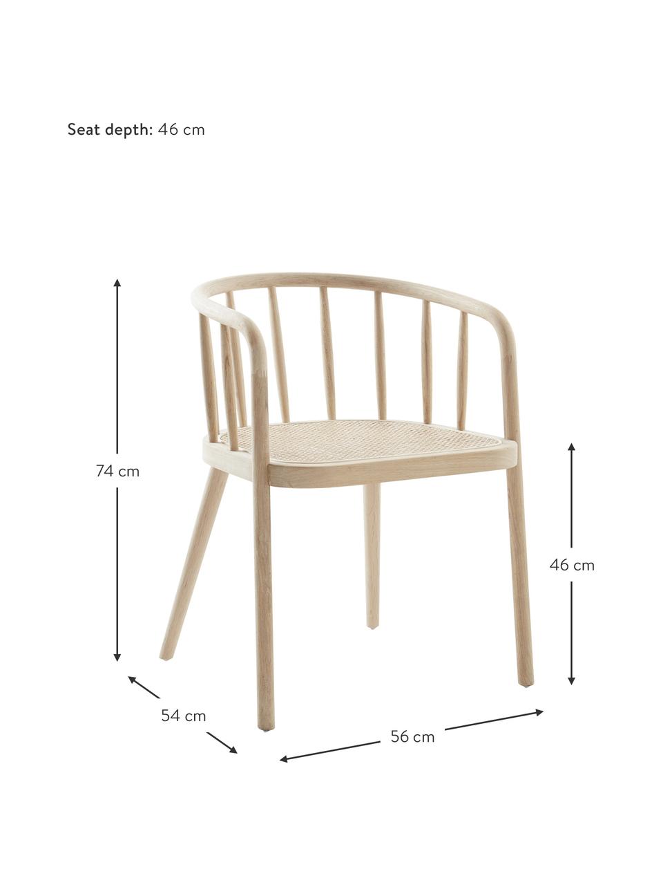 Holzstuhl Stocksund mit Wiener Geflecht, Rahmen: Eichenholz, lackiert, Sitzfläche: Rattan, Beige, B 56 x T 54 cm