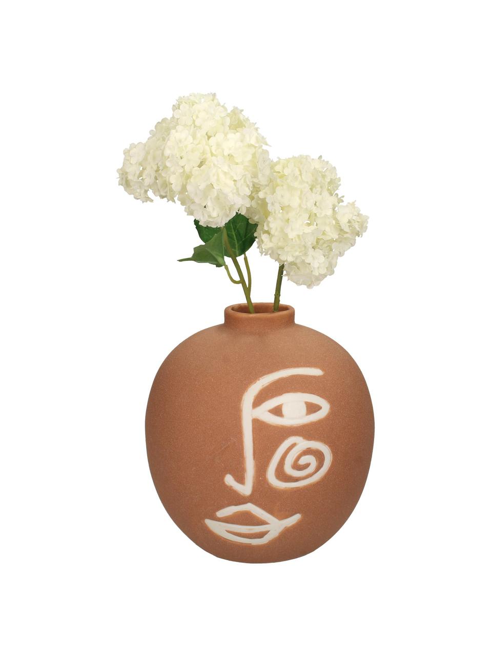 Kameninová váza Blink, Kamenina, Oranžová, bílá, Ø 16 cm, V 16 cm
