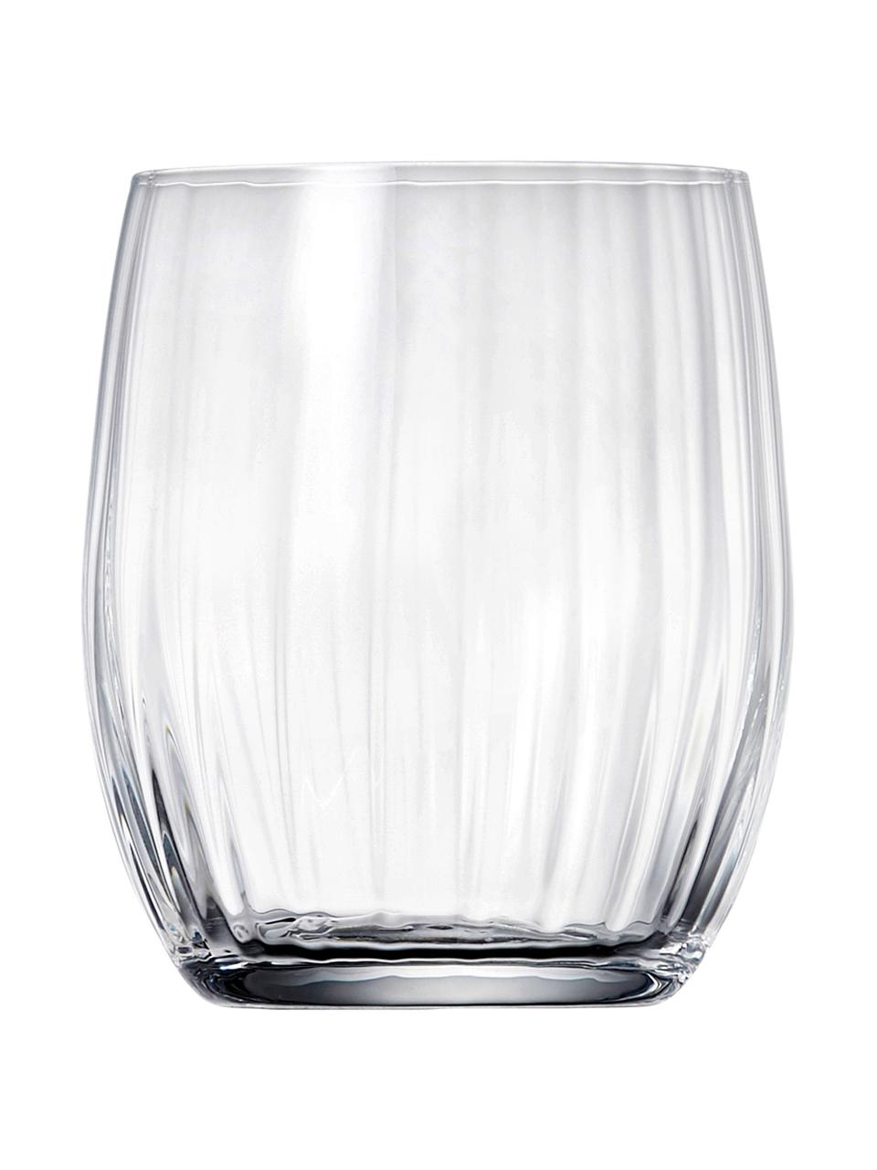 Kristall-Wassergläser Romance mit Rillenrelief, 6 Stück, Kristallglas, Transparent, Ø 9 x H 10 cm
