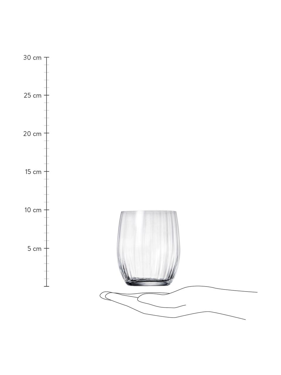 Kristall-Wassergläser Romance mit Rillenrelief, 6 Stück, Kristallglas, Transparent, Ø 9 x H 10 cm