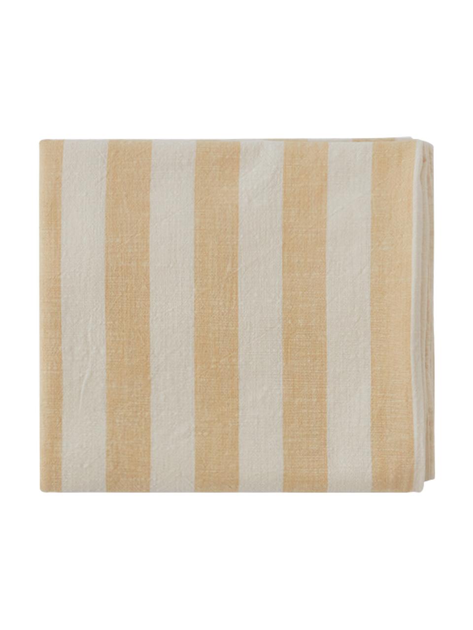 Gestreifte Baumwoll-Tischdecke Strip, 100 % Baumwolle, Gelb, Weiß, gestreift, Für 4 - 6 Personen (B 140 x L 200 cm)