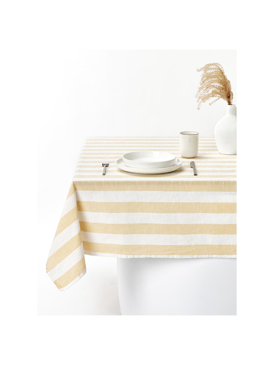 Obrus Strip, 100% bawełna, Żółty, biały, Dla 4-6 osób (S 140 x D 200 cm)