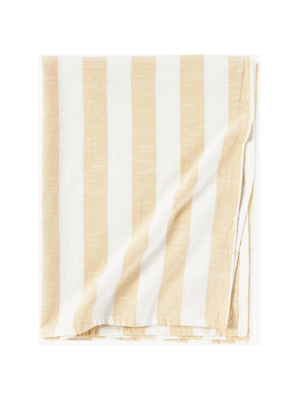 Mantel a rayas Tira, 100% algodón, Blanco, amarillo claro, De 6 a 8 comensales (An 140 x L 200 cm)