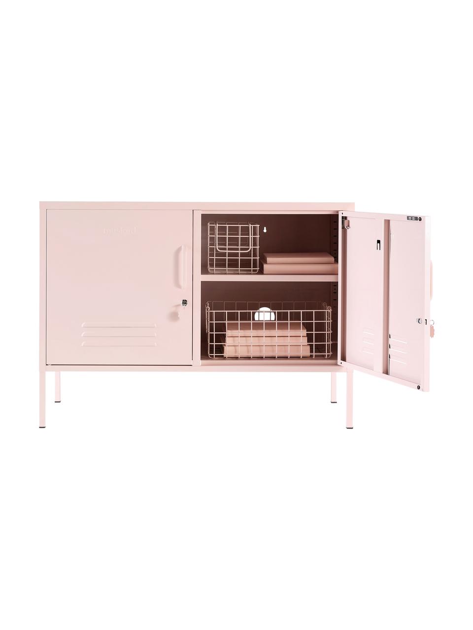 Metalen dressoir Mustard met deuren, Gepoedercoat staal, Poederroze, B 100 x H 72 cm