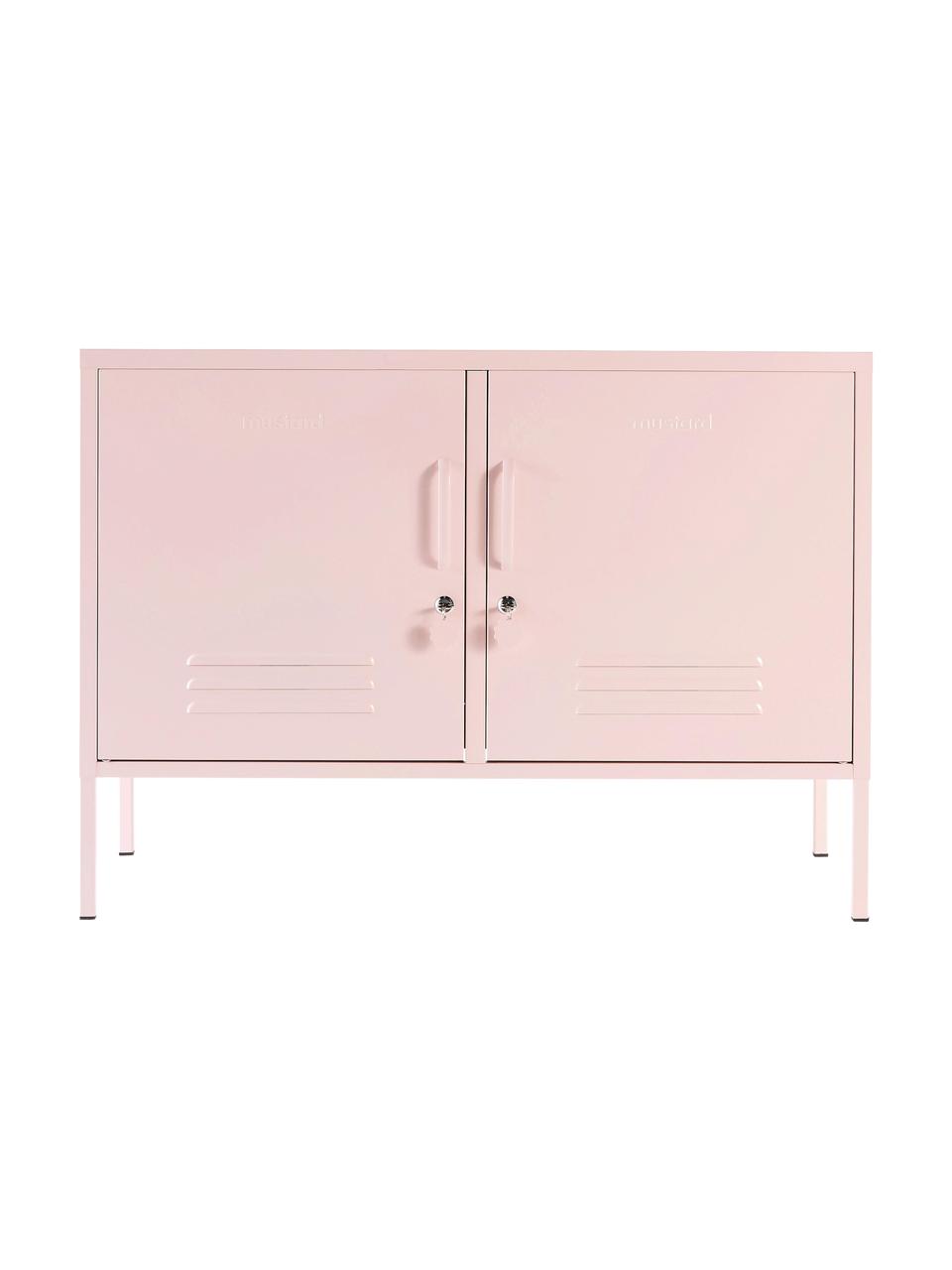 Aparador de metal con puertas Mustard, Acero con pintura en polvo, Rosa pastel, An 100 x Al 72 cm