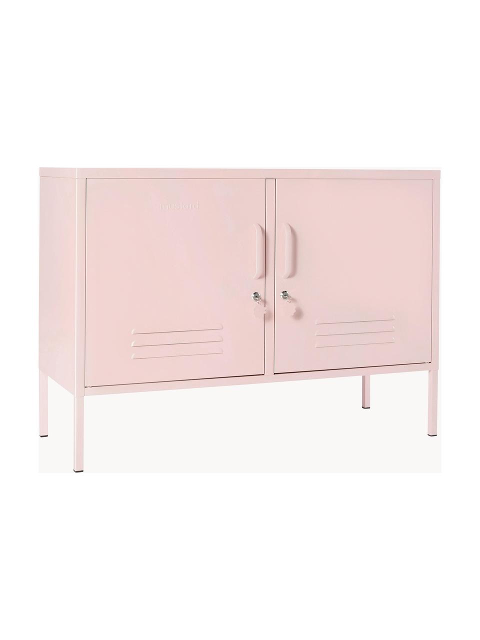 Credenza in metallo Lowdown, Acciaio verniciato a polvere, Rosa chiaro, Larg. 100 x Alt. 72 cm