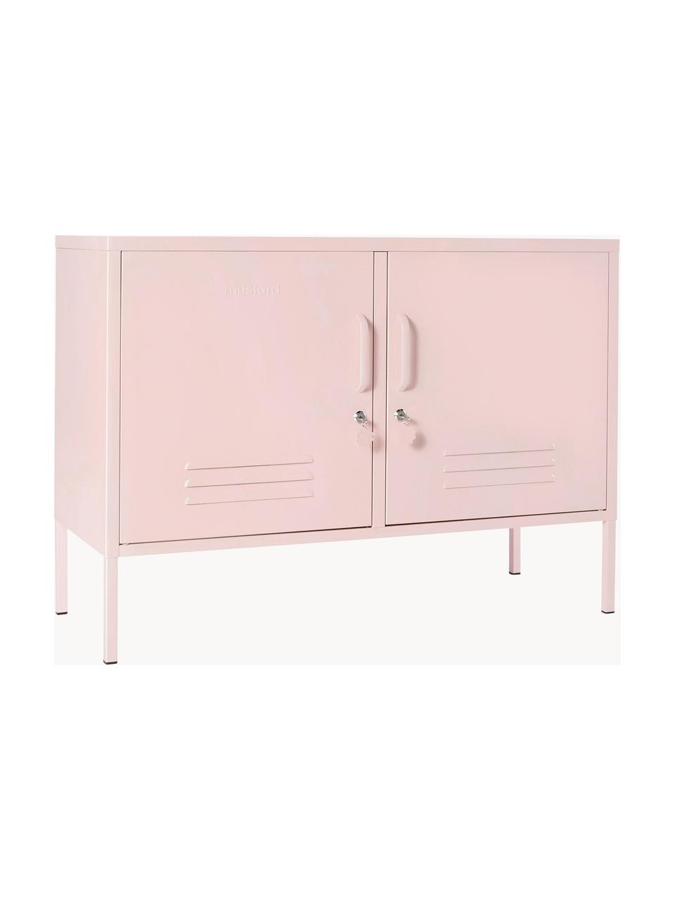Metall-Sideboard Mustard mit Türen, Stahl, pulverbeschichtet, Puderrosa, B 100 x H 72 cm