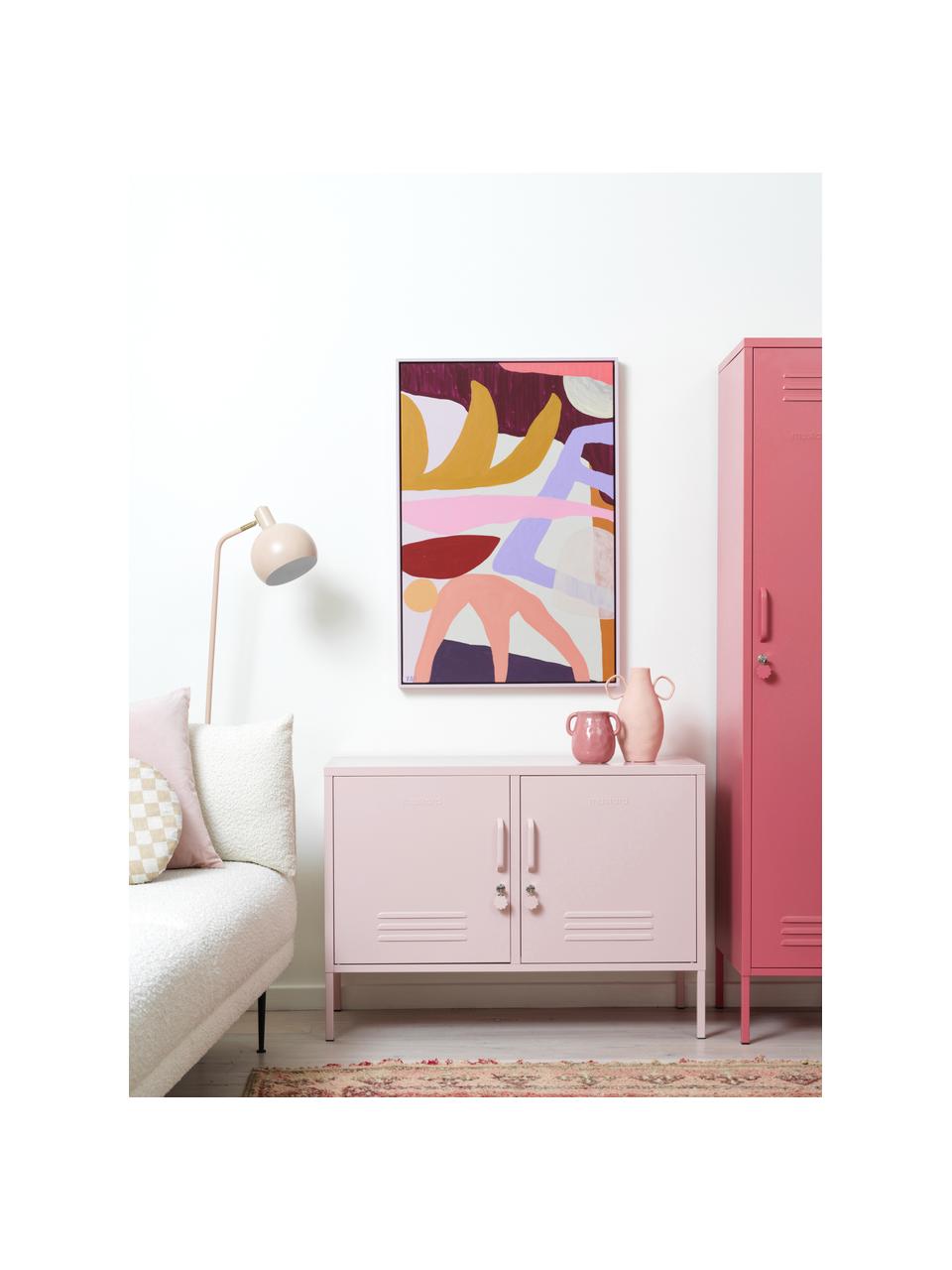 Credenza in metallo Lowdown, Acciaio verniciato a polvere, Rosa chiaro, Larg. 100 x Alt. 72 cm