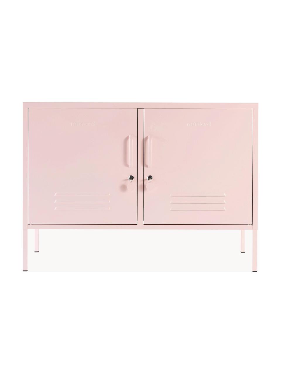 Credenza in metallo Lowdown, Acciaio verniciato a polvere, Rosa chiaro, Larg. 100 x Alt. 72 cm