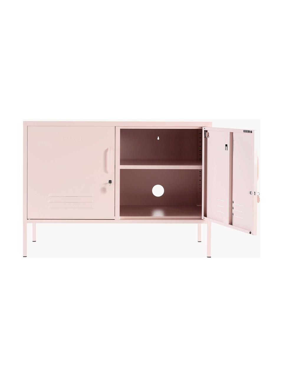 Credenza in metallo Lowdown, Acciaio verniciato a polvere, Rosa chiaro, Larg. 100 x Alt. 72 cm