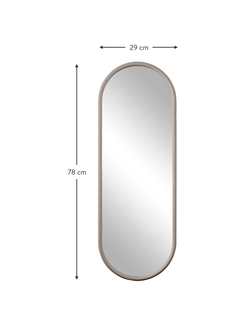 Ovaler Wandspiegel Angui, Spiegelfläche: Spiegelglas, Rahmen: Stahl, beschichtet, Hellbeige, B 29 x H 78 cm