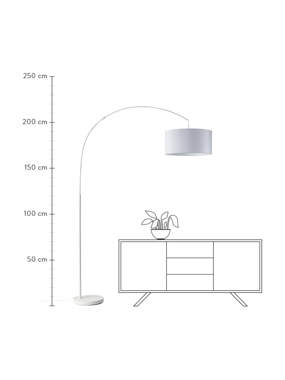 Lámpara arco grande Niels, Pantalla: tela, Cable: cubierto en tela, Blanco, An 157 x Al 218 cm