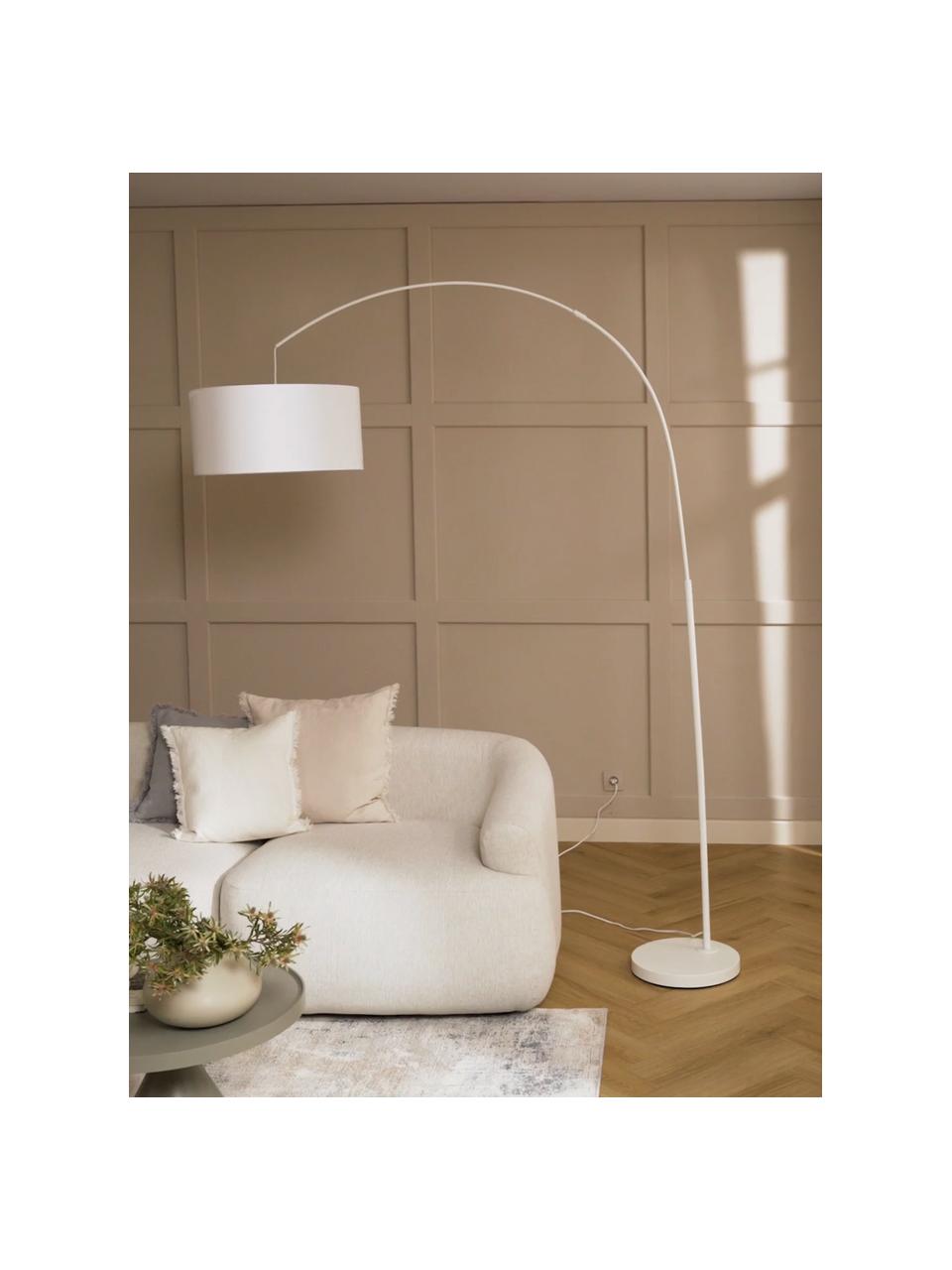 Lámpara arco grande Niels, Pantalla: tela, Cable: cubierto en tela, Blanco, An 157 x Al 218 cm